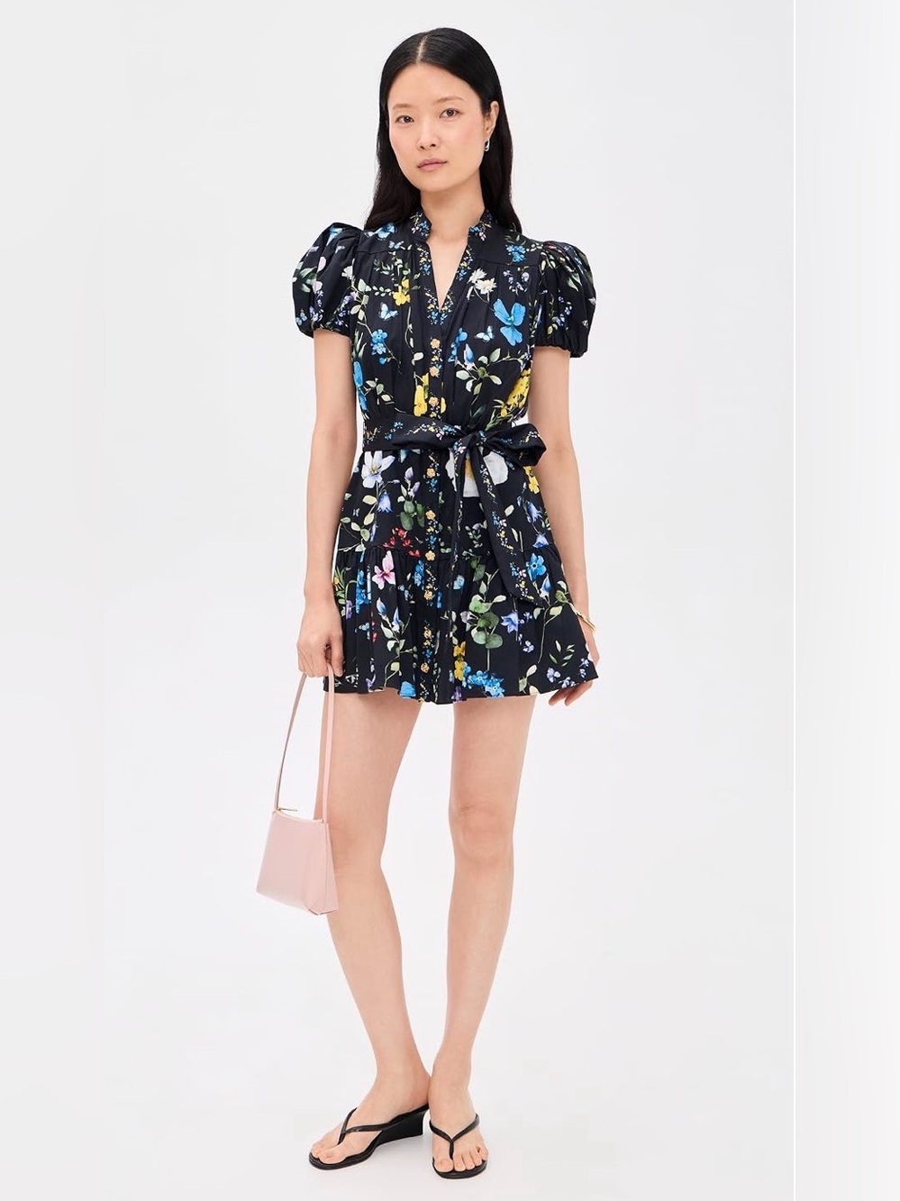 Alice + Olivia Cora Floral Tiered Mini Shirt Dress โ Approx. XS - Picture 6 of 14